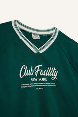 Girl's Oversize Wide Mold V-Neck Printed School Sweatshirt