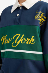 Girl's Relax Fit Polo Neck Printed School Sweatshirt