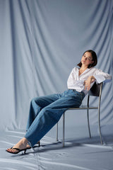 Barrel Fit High Waist Ankle Length Jean Washed Trousers