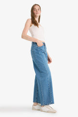 Barrel Fit High Waist Ankle Length Jean Washed Trousers