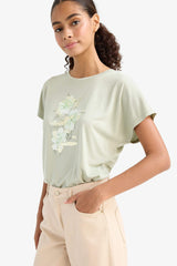 Crew Neck Floral Short Sleeve T-Shirt