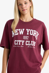 Oversize Wide Pattern Crew Neck Printed Short Sleeve T-Shirt