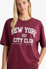 Oversize Wide Pattern Crew Neck Printed Short Sleeve T-Shirt