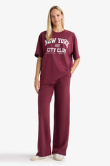 Oversize Wide Pattern Crew Neck Printed Short Sleeve T-Shirt