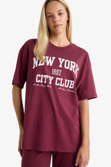 Oversize Wide Pattern Crew Neck Printed Short Sleeve T-Shirt