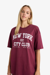 Oversize Wide Pattern Crew Neck Printed Short Sleeve T-Shirt