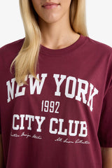 Oversize Wide Pattern Crew Neck Printed Short Sleeve T-Shirt