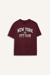 Oversize Wide Pattern Crew Neck Printed Short Sleeve T-Shirt