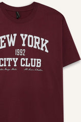 Oversize Wide Pattern Crew Neck Printed Short Sleeve T-Shirt