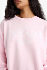 Oversize Wide Pattern Crew Neck Printed Thick Sweatshirt