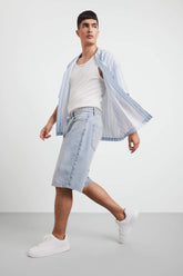 100% Cotton Baggy Fit Jean Bermuda Shorts