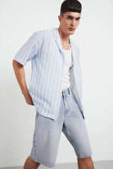 100% Cotton Baggy Fit Jean Bermuda Shorts