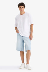 100% Cotton Baggy Fit Jean Bermuda Shorts