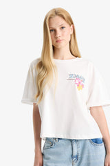 Cool Oversize Wide Pattern Crew Neck Back Printed Short Sleeve T-Shirt