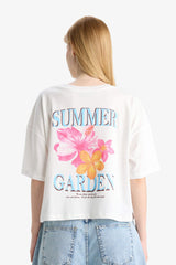 Cool Oversize Wide Pattern Crew Neck Back Printed Short Sleeve T-Shirt