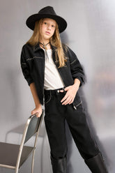 Girl's Cotton Zippered Jean Jacket