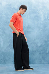 Barrel Fit Wide Straight Leg Pocket Trousers