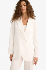 Fitted Jacket Lapel Taffeta Crepe Blazer Jacket