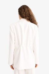 Fitted Jacket Lapel Taffeta Crepe Blazer Jacket