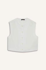 Cropped Fit Crew Neck Crepe Vest