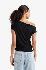 Slim Fit Slim Cut One Shoulder Short Sleeve T-Shirt