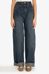 Barrel Fit High Waist Long Washed Jeans