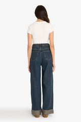 Barrel Fit High Waist Long Washed Jeans