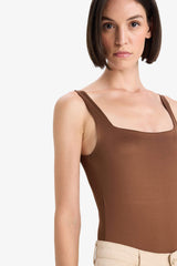 Square Neck Basic Plain Snap Bodysuit