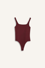 Square Neck Basic Plain Snap Bodysuit