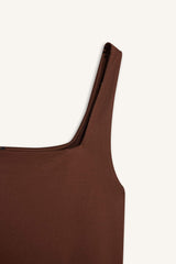 Square Neck Basic Plain Snap Bodysuit