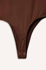 Square Neck Basic Plain Snap Bodysuit