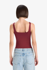Square Neck Basic Plain Snap Bodysuit