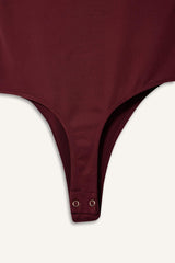 Square Neck Basic Plain Snap Bodysuit