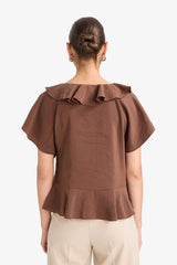 Regular Fit V-Neck Modal Short-Sleeve Blouse