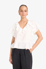Regular Fit V-Neck Modal Short-Sleeve Blouse