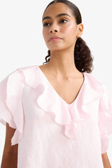 Regular Fit V-Neck Modal Short-Sleeve Blouse