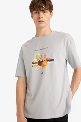 Boxy Fit Crew Neck Printed Short Sleeve T-Shirt