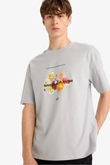 Boxy Fit Crew Neck Printed Short Sleeve T-Shirt