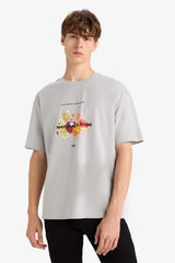 Boxy Fit Crew Neck Printed Short Sleeve T-Shirt