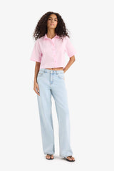 Regular Fit Shirt Collar Poplin Short Sleeve Shirt