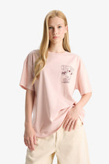 Cool Oversize Wide Pattern Back Printed Short Sleeve T-Shirt