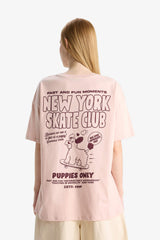 Cool Oversize Wide Pattern Back Printed Short Sleeve T-Shirt