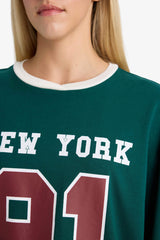 Loose Fit Crew Neck Back Printed Sweatshirt