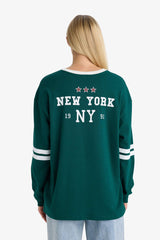 Loose Fit Crew Neck Back Printed Sweatshirt