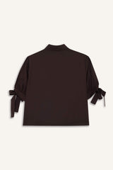 Regular Fit Poplin Long-Sleeve Shirt with Tie Detail