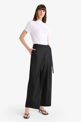 Wide Leg, Belted Pocket, Straight Leg Long Trousers