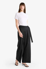 Wide Leg, Belted Pocket, Straight Leg Long Trousers