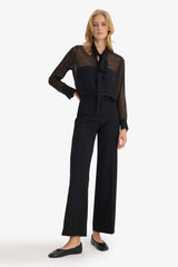 Regular Fit Chiffon Polka Dot Long Sleeve Blouse