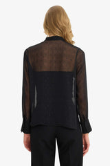 Regular Fit Chiffon Polka Dot Long Sleeve Blouse