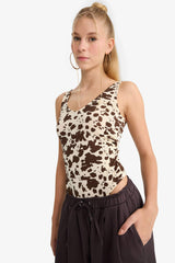 Patterned Strappy Snap-Button Bodysuit